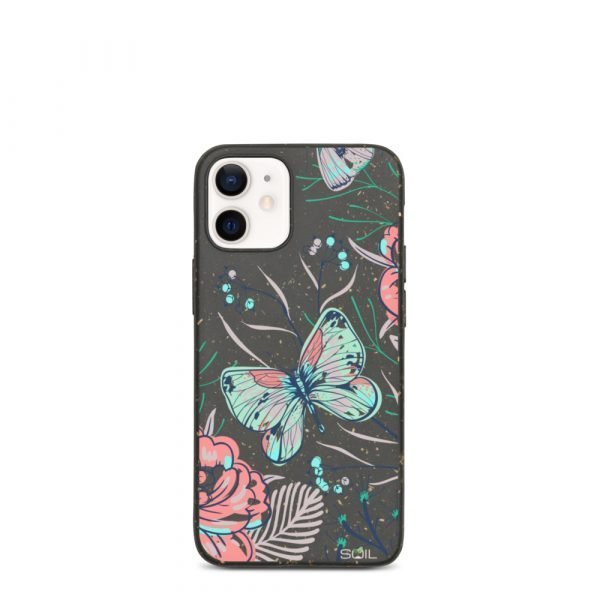 Butterfly in Flowers - Biodegradable iPhone case - biodegradable iphone case iphone 12 mini case on phone 6055b8d3a0a7c - SoilCase - Eco-Friendly, Sustainable, Biodegradable & Compostable phone case for iPhone