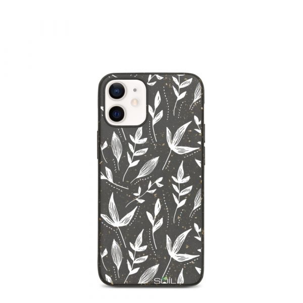 White Leaves Pattern - Biodegradable iPhone case - biodegradable iphone case iphone 12 mini case on phone 60670f2675d6e - SoilCase - Eco-Friendly, Sustainable, Biodegradable & Compostable phone case for iPhone